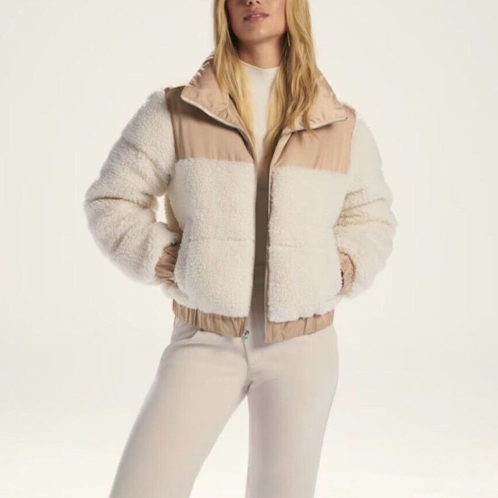 ABERCROMBIE & FITCH Womens Ultra Mini Puffer Jacket NEW Sherpa Cream Sz XL